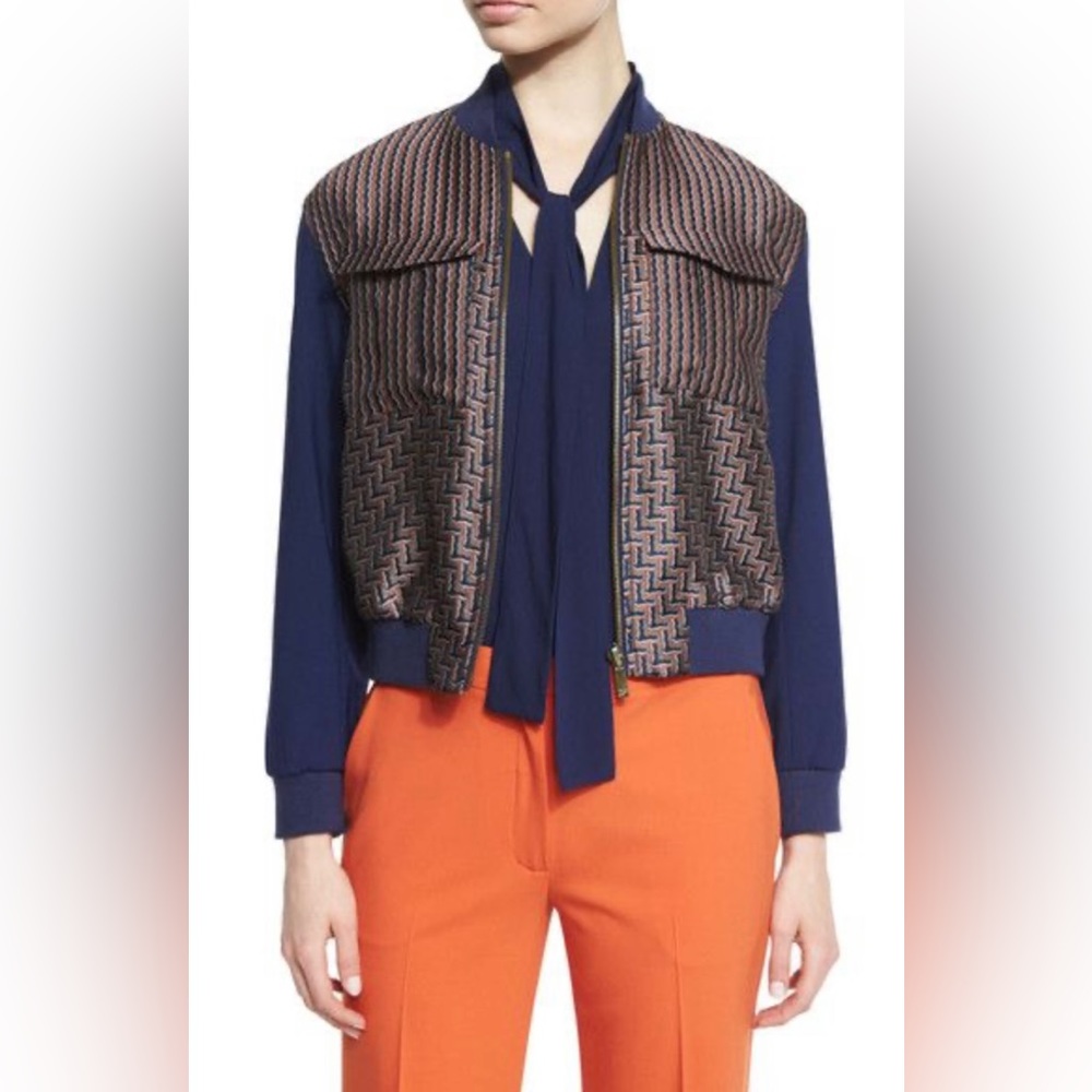 Diane von Furstenberg Chase Multipattern Wool-Blend
Bomber Jacket